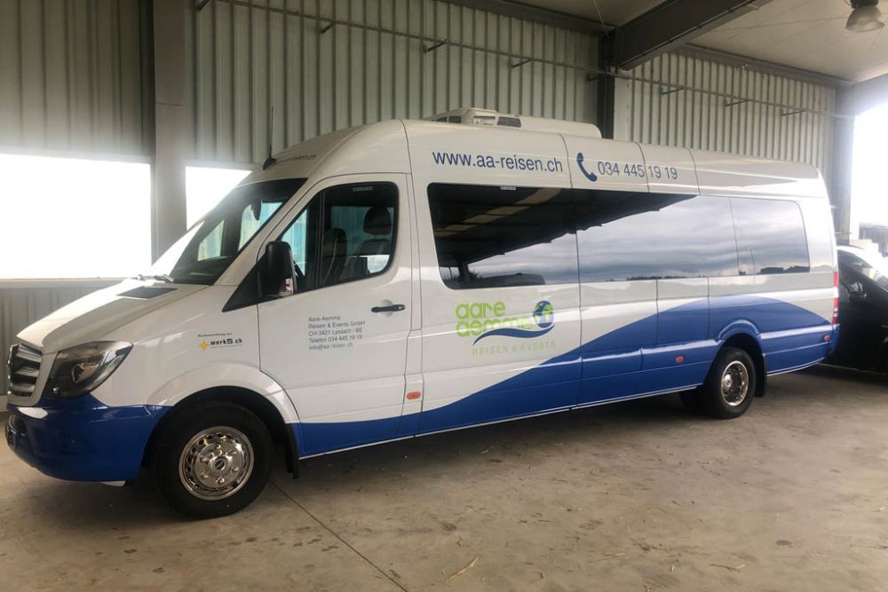Beschriften Merc Sprinter Kleinbus Aare Aemme Reisen Events 19