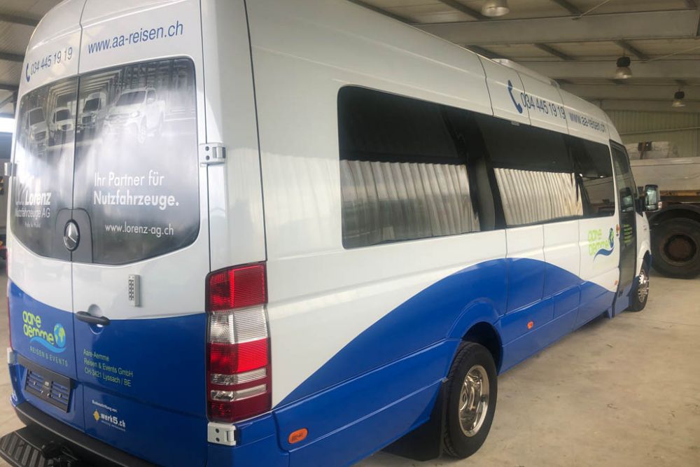 Beschriften Merc Sprinter Kleinbus Aare Aemme Reisen Events 22